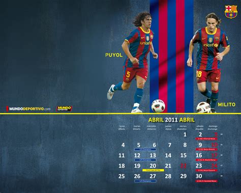 Calendario del FC Barcelona del mes de Abril de 2011 ~ Noti Barça