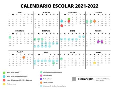 Calendario escolar 2021 2022 en Aragón ️ ️️