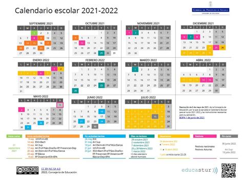 Calendario escolar 2021 2022 en Asturias ️ ️️