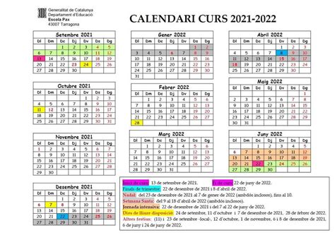 Calendario escolar 2021 2022 en Barcelona y Cataluña ️ ️️
