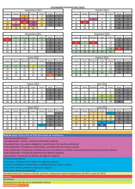 Calendario escolar 2021 2022 en Cantabria ️ ️️