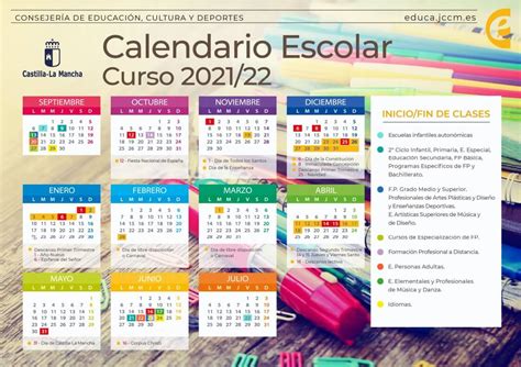 Calendario escolar 2021 2022 en Castilla La Mancha ️ ️️