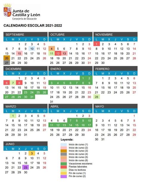 Calendario escolar 2021 2022 en Castilla y León ️ ️️