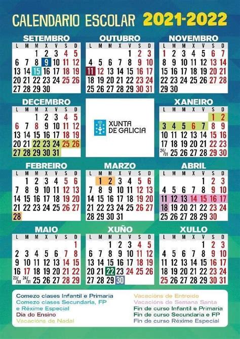 Calendario escolar 2021 2022 en Galicia ️ ️️