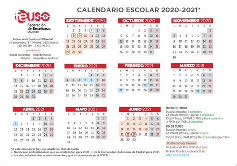 Calendario Escolar 2021 Madrid 2021 | Calendario aug 2021