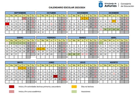 Calendario escolar 2023 2024 en Asturias – Asturias WIKI