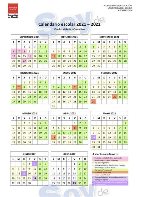 Calendario escolar comunidad de madrid 2021 2022 | SoyDe