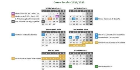 Calendario escolar de Cádiz para el curso 2021 2022 ...