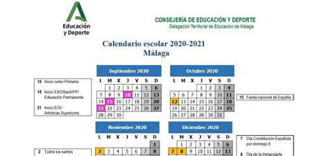 Calendario escolar en Málaga: El curso 2020/21 comenzará ...