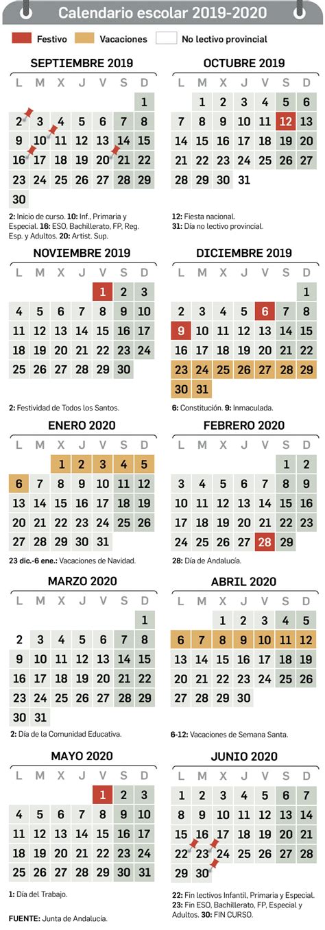 Calendario escolar en Sevilla para el curso 2019   2020 ...