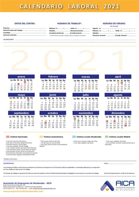 Calendario Laboral 2021 | AICA