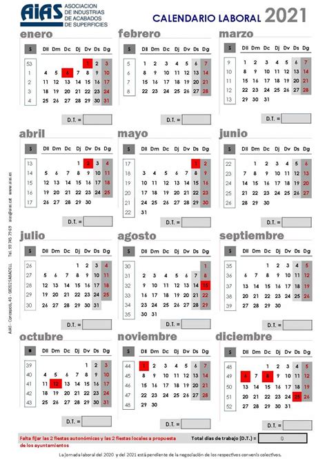 Calendario Laboral 2021 Barcelona : Modelos De Calendarios ...