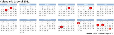 Calendario laboral 2021 con festivos en Madrid, Barcelona....