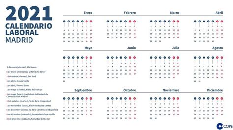 Calendario laboral 2021 de Madrid: consulta aquí los días festivos ...