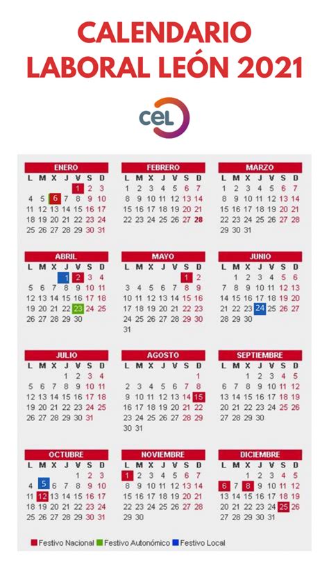 Calendario Laboral 2021 en León   CEL