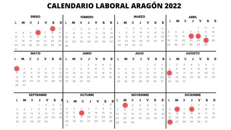 Calendario Laboral 2022 En Aragón Estos Serán Los Puentes Y Festivos ...