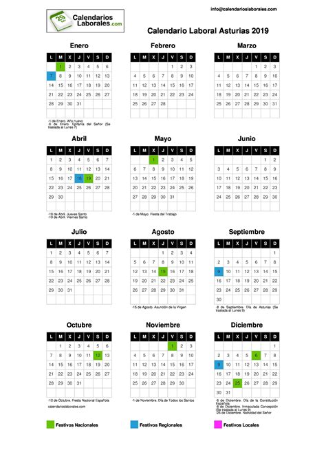 Calendario Laboral Asturias 2019