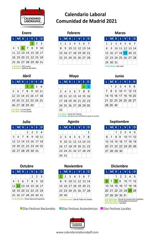 Calendario Laboral Comunidad de Madrid 2021: días Festivos y Puentes
