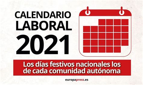 Calendario laboral de 2021: los festivos en España y en las comunidades ...