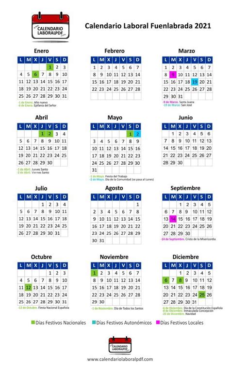 Calendario Laboral de Fuenlabrada 2021: Días Festivos y ...