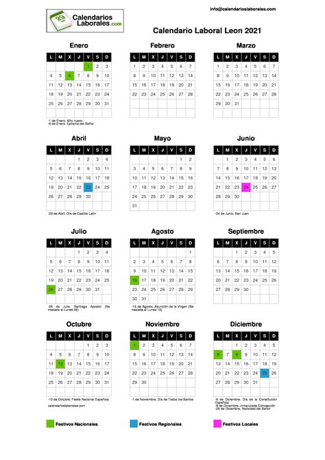 Calendario Laboral León 2021
