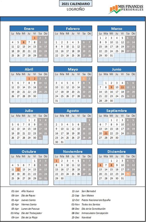 Calendario laboral Logroño 2021 Descárgalo gratis