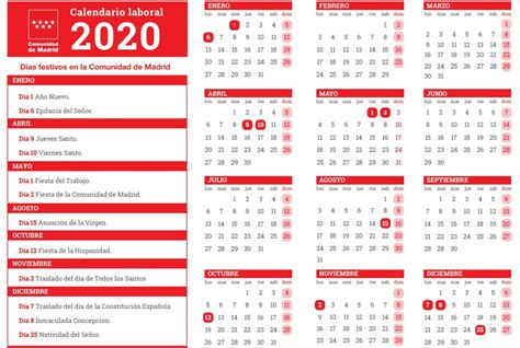 Calendario Laboral Madrid 2020 – UGT INV Vigilancia