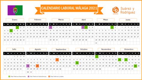 Calendario Laboral Málaga 2021   Suárez y Rodríguez Asesores