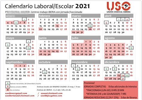 Calendario laboral y escolar del próximo 2021 para los centros de ...