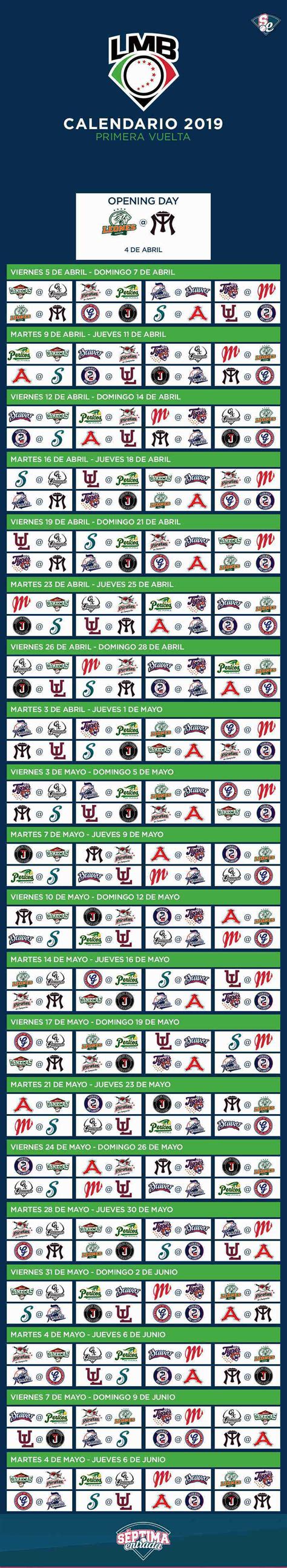 Calendario Liga Mexicana de Beisbol Temporada 2019: Fechas ...