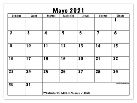 Calendario mayo 2021   48DS   Michel Zbinden ES