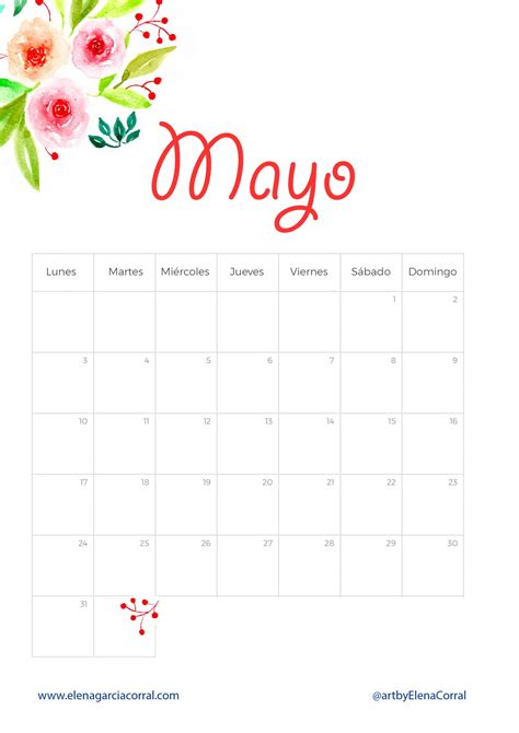 Calendario Mayo 2021 el mes de las flores   Elena Garci­a ...