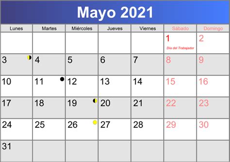 Calendario mayo 2021 imprimible PDF | abc calendario.es