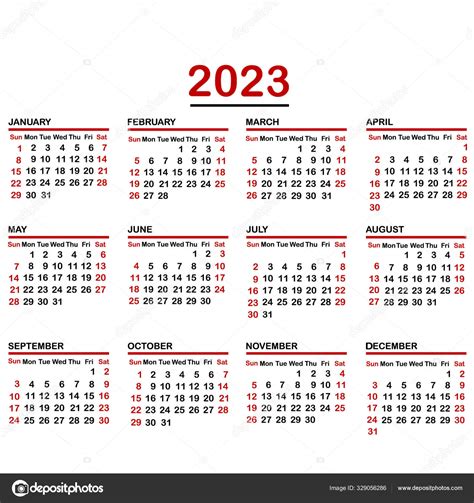 Calendario minimalista del año 2023 — Vector de stock ...
