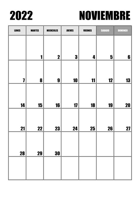 Calendario noviembre 2022 – calendarios.su