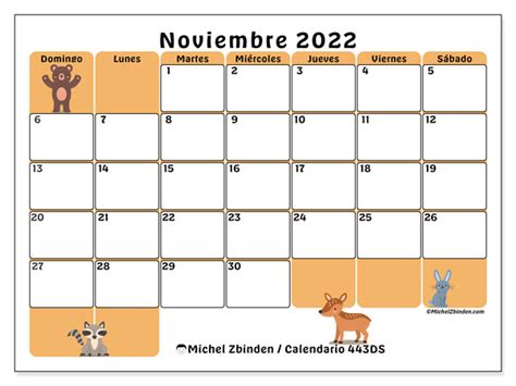 Calendario noviembre de 2022 para imprimir “44DS”   Michel Zbinden BO