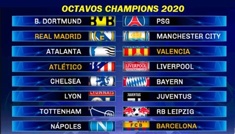 Calendario Octavos Champions League 2020 | Fixture Completo