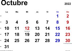 Calendario octubre 2022 en Word, Excel y PDF   Calendarpedia