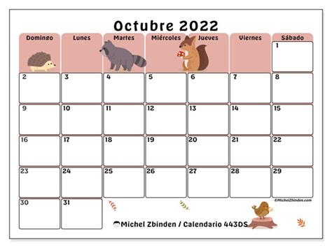 Calendario octubre de 2022 para imprimir “46DS”   Michel Zbinden VE