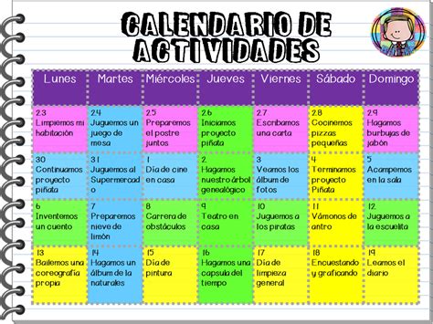Calendario para tareas – Imagenes Educativas