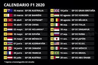 Calendario provisional de Fórmula Uno F1 2020 | Buscar De Todo