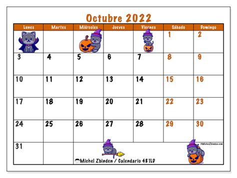 Calendarios octubre de 2022 para imprimir   Michel Zbinden CO