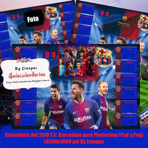 Calendarios para Photoshop: Calendario del 2018 del F.C. Barcelona para ...