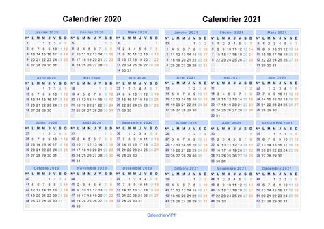 Calendrier 2020 2021 à imprimer gratuit en PDF et Excel