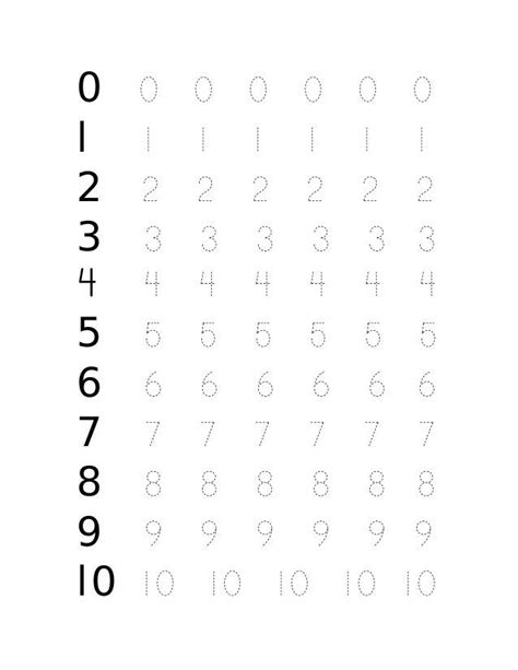 Caligrafía de los números del 1 al 10   Fichas de primaria
