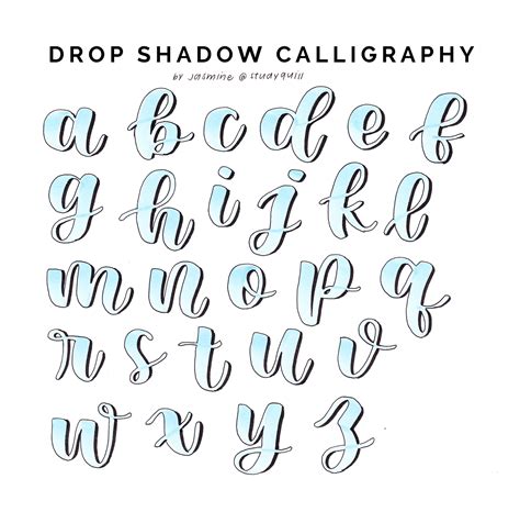 calligraphy drop shadow reference sheet, see the process ...
