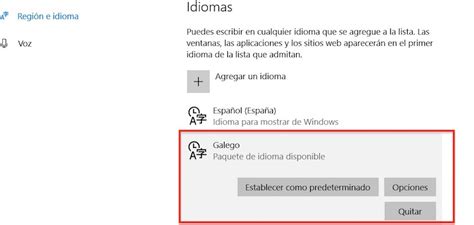 Cambiar el idioma predeterminado de Windows 10