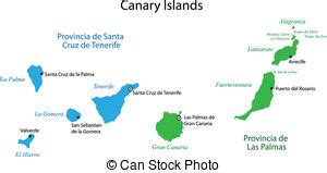 Canary islands political map with lanzarote, fuerteventura ...