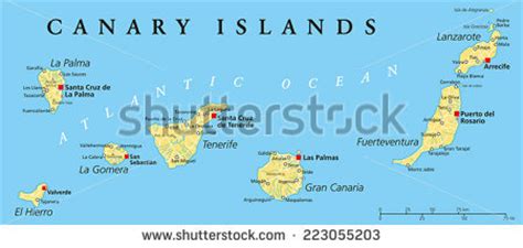 Canary Islands Political Map With Lanzarote, Fuerteventura ...