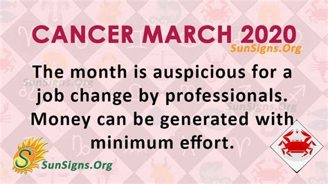 Cancer March 2020 Monthly Horoscope Predictions | SunSigns.Org